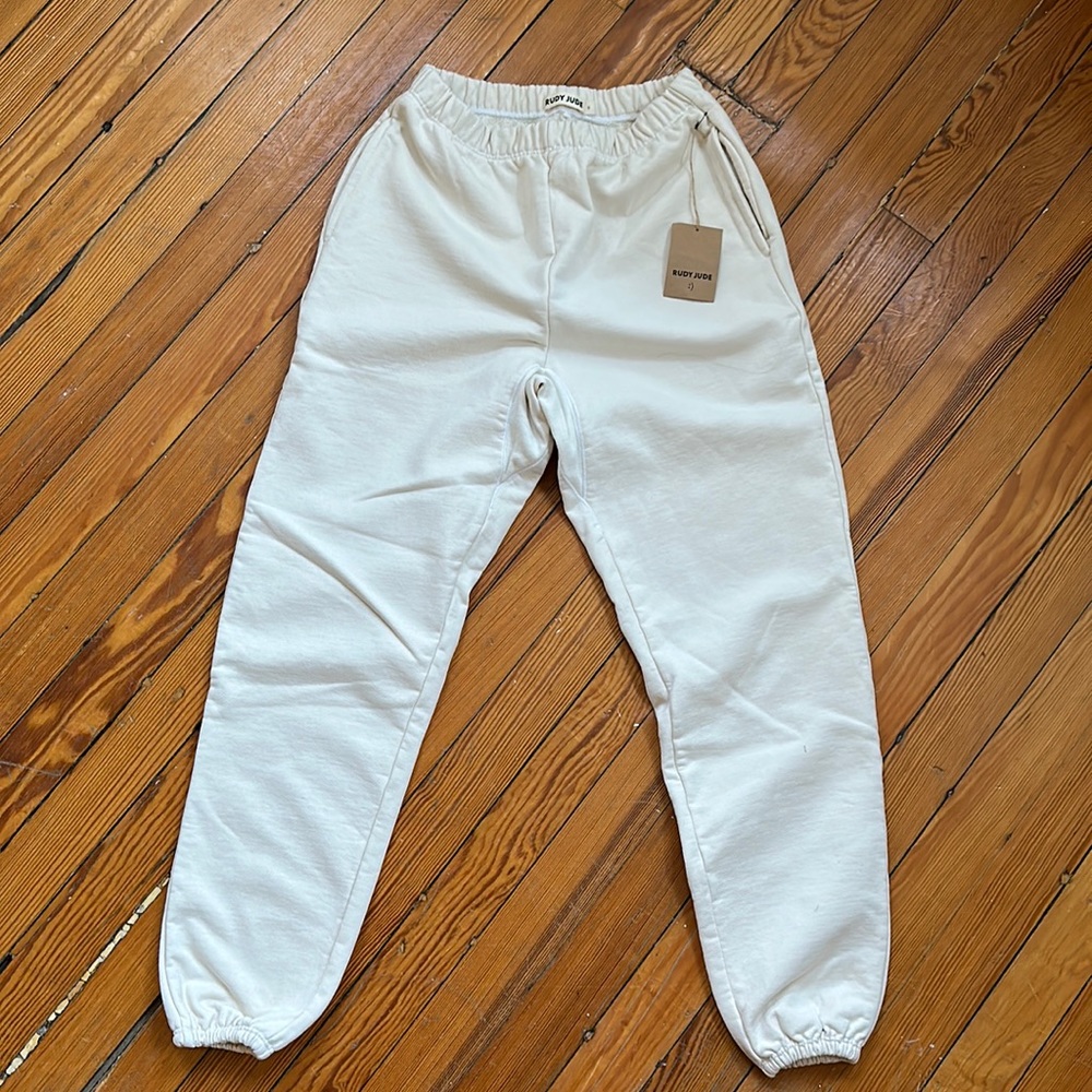 Rudy Jude Adult Gym Pants Natural High Rise Organic Cotton Terry Sweatpants